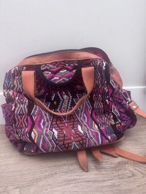 Nena & Co. CDB Travel Bag – Multicolor Woven Textile & Leather